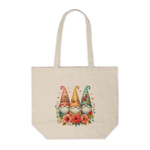 Floral Garden Gnome Custom Canvas Tote Bag